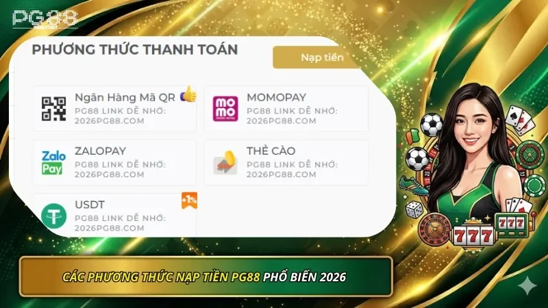 Các phương thức nạp tiền vào PG88 phổ biến 2026